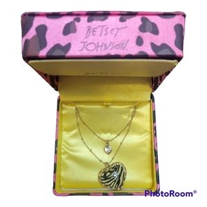 Betsy Johnson Zebra Heart Necklace